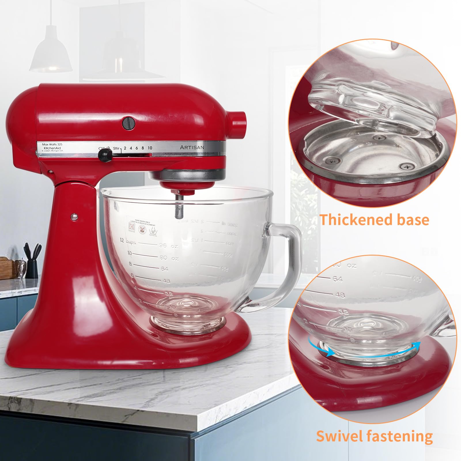 Amazon.co.jp: 5クォートガラスボウル KitchenAid 4.5クォートと5